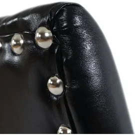 Mendler 2er-Set Esszimmerstuhl Chesterfield, Stuhl Küchenstuhl, Nieten - Kunstleder, schwarz, dunkle Beine