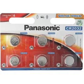 Panasonic CR2032 Panasonic Lithium Batterie im 6er Sparset, IEC CR 2032, bis zu 10 Jahre lagerfähig,