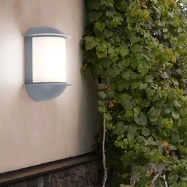 ETC Shop Wandleuchte Aussen Wandlampe Garten Terrassenleuchte Außen, Aluguss silber, 1x led 7W 550Lm, LxAxH 16x22x10 cm, 2er Set