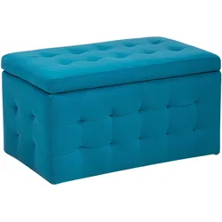Aufbewahrungshocker MICHIGAN Samtstoff Seeblau