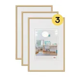 walther design Bilderrahmen gold 30 x 45 cm 3er Pack, New Lifestyle Kunststoffrahmen KV045G3