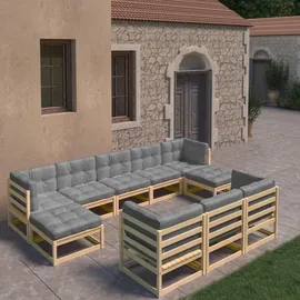 vidaXL Garten-Lounge-Set 10-tlg. natur/grau 3077164
