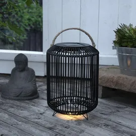 Best Season Deko-Korb Solar LED 48 cm Metall spritzwassergeschützt schwarz