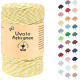 Uvolo Makramee Garn 3mm x 200m, Makramee Baumwollgarn, Baumwollgarn für Blumenampel Basteln, Pflanzenbügel und DIY Handwerk Mit Papierbox