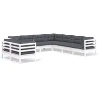 vidaXL Garten-Lounge-Set 9-tlg. weiß Kiefer
