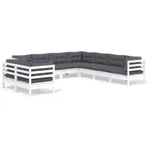 vidaXL Garten-Lounge-Set 9-tlg. weiß Kiefer