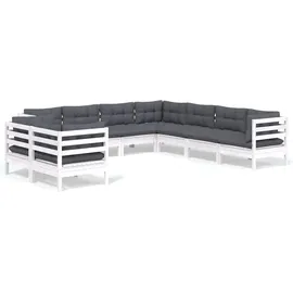 vidaXL Garten-Lounge-Set 9-tlg. weiß Kiefer