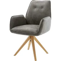 DeLife Esszimmerstuhl Zoa-Flex Mikrofaser Grau Antik Holzgestell kantig Natur