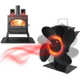 Yznahre Kaminventilator, 4 Flügel Ofenventilator Ohne Strom, Kaminofen Ventilator für Holzöfen, Stove Fan for Fireplace Umweltfreundlich Umwälzung