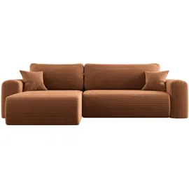 Kaiser Möbel Ecksofa mit Schlaffunktion Und Stauraum Für Bettzeug, L-förmiges Sofa, Capri Stoff Poso Ziegel Links