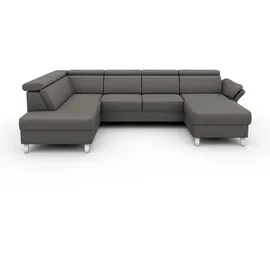 sit&more Wohnlandschaft SIT & MORE "Vincenzo U-Form", grau, B:317cm H:84cm T:93cm, Sofas, Wohnlandschaft, inklusive Kopfteilverstellung, wahlweise mit Bettfunktion, Bettkasten
