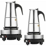 Bazargame Elektrische Kaffeemaschine Espressokocher Edelstahl 200ml/300 ml Espressomaschine Mokka Espresso Kanne Elektroherd (300ML)