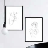 Nacnic Poster Set mit 2 Single-Line Frau Rückenhintern A3 Rahmenlos
