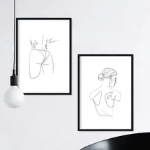 Nacnic Poster Set mit 2 Single-Line Frau Rückenhintern A3 Rahmenlos