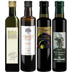 Probierpaket «Feinkost-Essig und Olivenöl» 2 Fl. Essig à 25 cl + 2 Fl. Öl à 50 cl, Bio Probierpakete