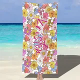 MJARTORIA Personalisiert Strandtuch Microfaser Badetuch mit Namen Kinder Damen, Beach Towel Handtuch Badetuch Stranddecke Schnelltrocknend für Reise Schwimmen Sauna Yoga Fitness 90x180cm Mikrofaser