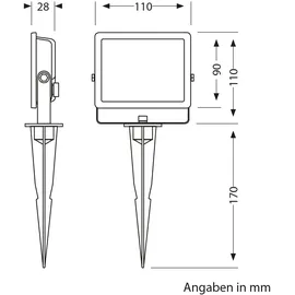 ledscom.de LED Gartenstrahler Aluminium 9,0 cm inkl. Erdspieß & Stecker weiß