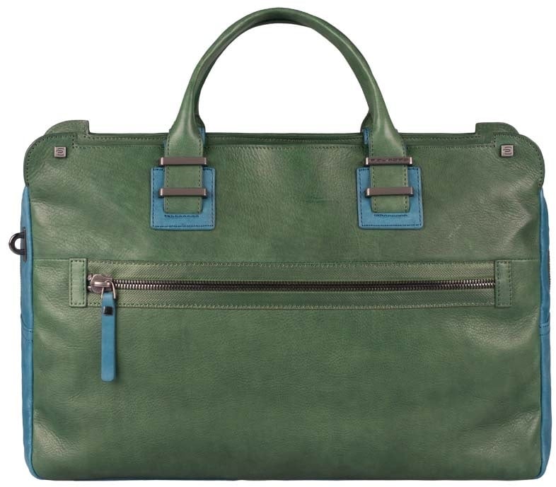 Piquadro TAU Doppelgriff-Laptoptasche mit Front-tasche und Fach für Tablet forest green