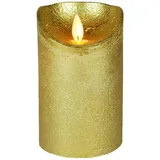 coen bakker LED Echtwachskerze - Gold Rustik - D7,5cm / H12,50cm - mit Wackelflamme - Batteriebetrieben - Timerfunktion - Weihnachtsdeko