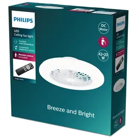 Philips Amigo Deckenventilator mit Beleuchtung 49 cm 20+40 W Weiß glänzend