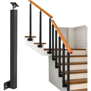 Geländer Treppengeländer Treppe Metall Geländerspindeln Seitliche Montage, 60/70/80/90/100/110 cm hoch Schwarz Quadratisch Geländerspindel, für Deck/ Plattform/ Dachboden ( Color : Black , Size : High