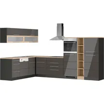 kochstation Winkelküche L-Form 220 cm grau