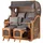 Mr. Deko Strandkorb Komplettset - bene living - Ammersee Teak - PE grau - Modell 544 - inkl. Liftersystem
