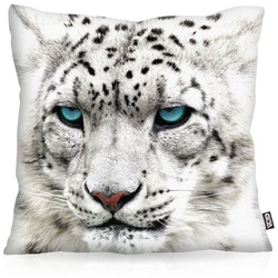 Kissenbezug, VOID, Sofa-Kissen Schneeleopard Outdoor Indoor Katze Leo Leopard Raubkatze bunt 40 cm x 40 cm