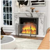 BlingBin Kamingitter Kaminschutzgitter, Faltbares Kamingitter mit 3 Paneelen für Kamine (1er Set, 1-tlg., 96cm x 1,3cm x 56cm), Funkenschutzgitter für Wohnzimmer, Schlafzimmer, Metall schwarz 96 cm x 56 cm x 1.3 cm