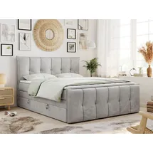MKS King Boxspringbett 140 x 200 cm H4 Hellgrau