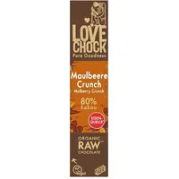 Lovechock Zartbitterschokolade Maulbeere Crunch bio