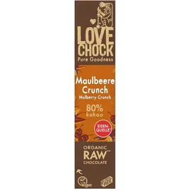 Lovechock Zartbitterschokolade Maulbeere Crunch bio