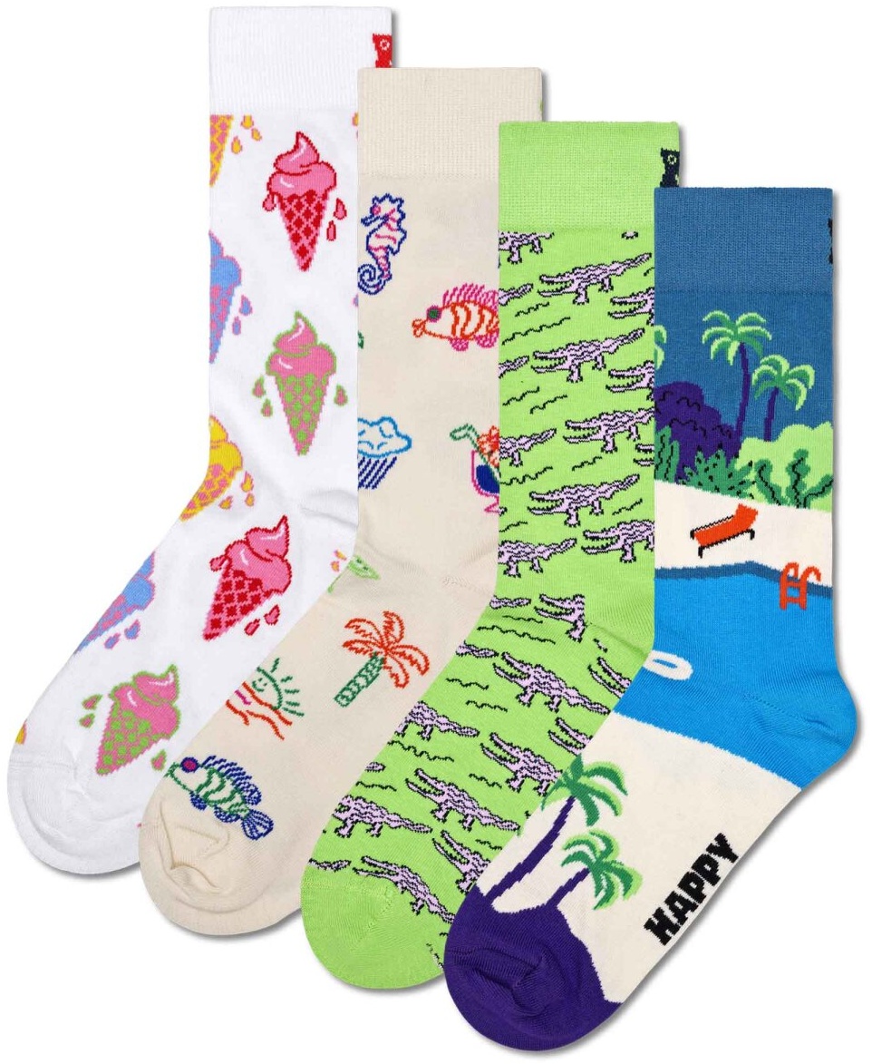 Happy Socks 4er Pack Unisex Socken - Geschenkbox, Classics, gemischte Farben Pool Party 36-40