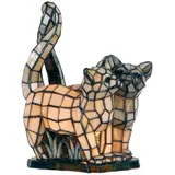 Tiffany Tischlampe Katze 27x18x35 cm braun