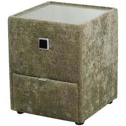 Nachtkonsole JOCKENHÖFER GRUPPE "Lancy", grün (grün 460, 23), B:42,5cm H:53cm T:45cm, Holzwerkstoff, Glas, Sideboards, mit LED-Beleuchtung