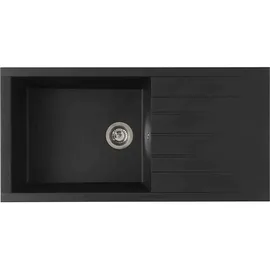 Respekta Houston links Einbauspüle mineralit schwarz Handbetätigung 1000 x 500 mm