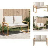 Gartenbank Mit Kissen Beige Poly Rattan Akazienholz - Gartensessel - Gartenbank - Outdoor Möbel - Balkonmöbel - Terrasse