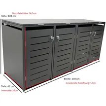 DEGAMO Mülltonnenbox Köln 230 x 62 x 102 cm anthrazit