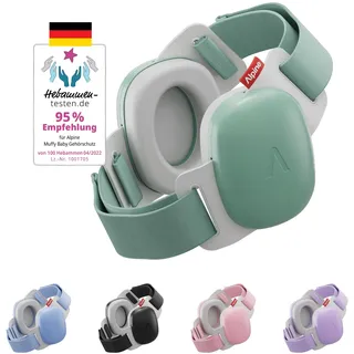 Alpine Muffy Baby Komfort, Gehörschutz für Babys & Kleinkinder, Getestet in Deutschland, Einzigartiges Kopfband Für Einen Sicheren & Bequemen Sitz, Verstellbar <48 Monate, Kopfhörer Lärmschutz, Grün