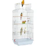 Yaheetech Vogelkäfig Vogelvoliere Tierkäfig Vogelhaus für Papagei Wellensittich 46 x 35.5 x 104.5cm Weiß