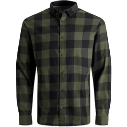 Jack & Jones Herren Freizeit Hemd JJEGINGHAM TWILL Slim Fit Grün S