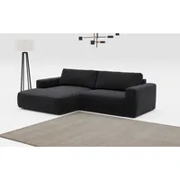 Ecksofa COTTA "Lasso L-Form" Sofas Gr. B: 288cm, Cord, Recamiere links, grau (charcoal) mit breiter Recamiere im trendigen Cord oder angenehmen Strukturstoff