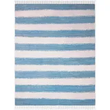 my home Teppich »Benja«, rechteckig, Handweb Teppich, gestreift, 90% Baumwolle, handgewebt, mit Fransen, blau