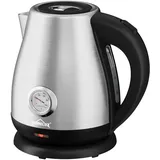 Edelstahl Wasserkocher 2200W Elektrischer Wasserkocher 1.7L Retro Teekocher mit analogem Thermometer & sichtbarer Wasserstand, BPA-freier Automatischer Abschaltung, Trockengehschutz, Silber