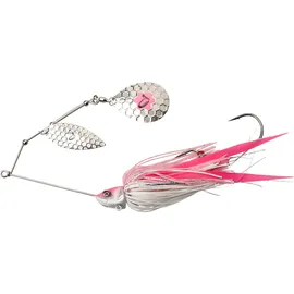 Savage Gear Da Bush Spinnerbait - Robuster Edelstahlrahmen, Lockenschwanz-Silikon-Anhänger, Bass, Hecht, Musky und andere Raubfische, Süß- und Salzwasser-Angelköder Weiß Silber 16 cm