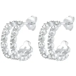 Elli Creolen Edel Mini Kristalle 925 Silber Ohrringe   Damen 