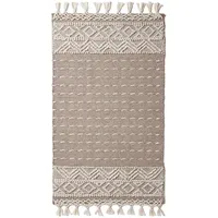 Homescapes Patna Kelim Teppich grau-weiß 90x150 cm, Fransen-Teppich handgewebt aus Wolle