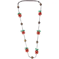 Lange Kette "Erdbeere", Damen, Gr. one size, Holz, rot, COLLEZIONE ALESSANDRO, Basic, Halsketten, mit kleinen Beeren aus Holz