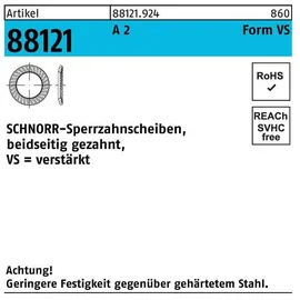 SCHNORR Sperrzahnscheibe R 88121 beidseitig gezahnt VS 16 x 24 x 2 A 2 250 Stück