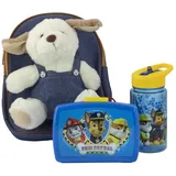 P:os 81446 PAW Patrol - Rucksack für Kinder mit abnehmbarem Plüschtier Hund Danny, Paw Patrol Brotdose und Trinkflasche in Blau, ideales Set für den Kindergarten oder bei Familienausflügen